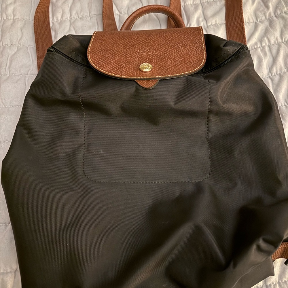 Longchamp black and Brown Backpack